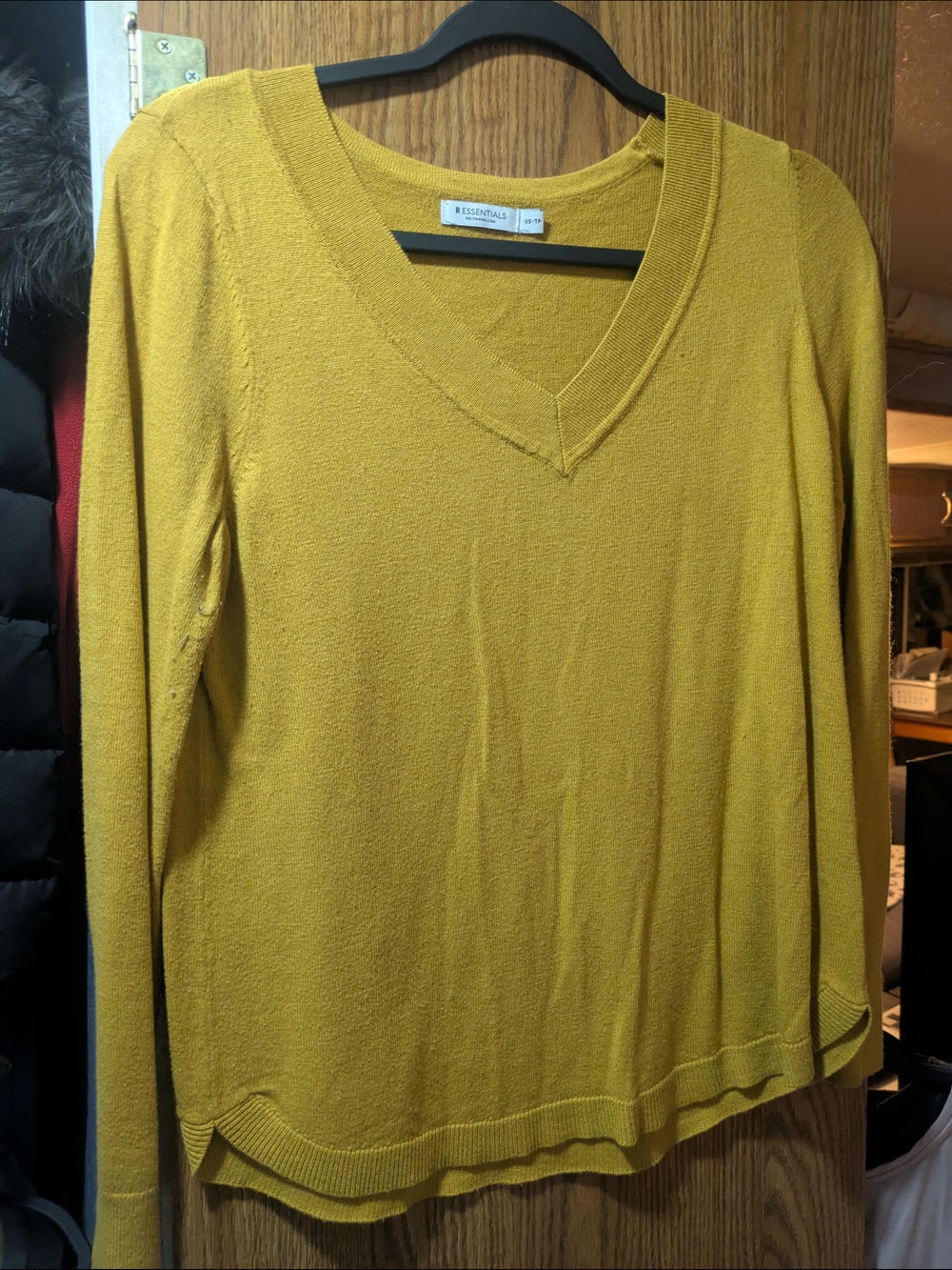 Essentials V-Neck Sweater in Mustard Yellow